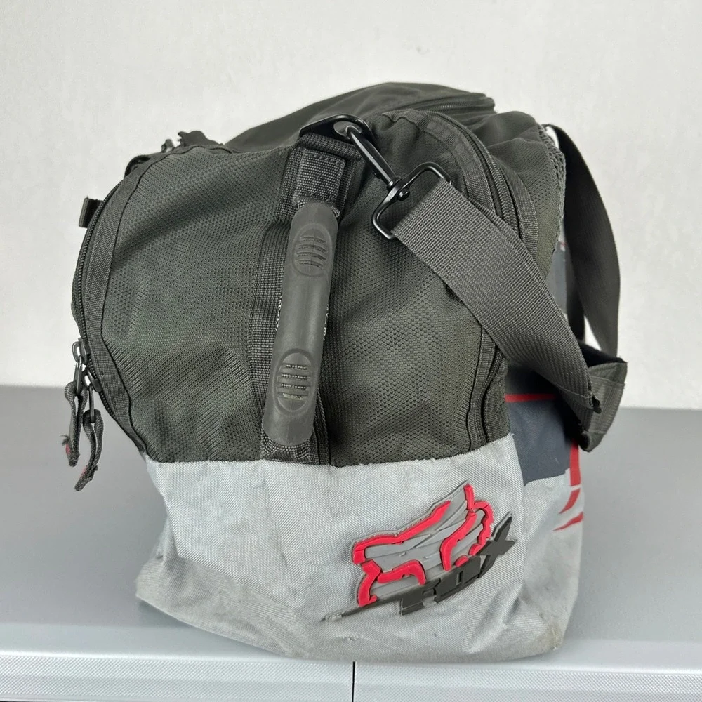 Fox Racing Duffle Bag Mens Large Grey Red Racing Gear Bag Motocross SIL 75